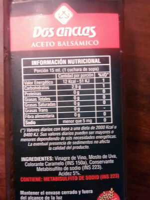 Aceto Balsmico Dos Anclas 250Ml