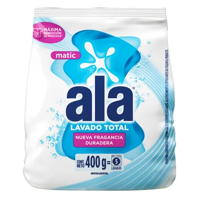 Jabón en Polvo ALA Matic Máxima Blancura 400 g