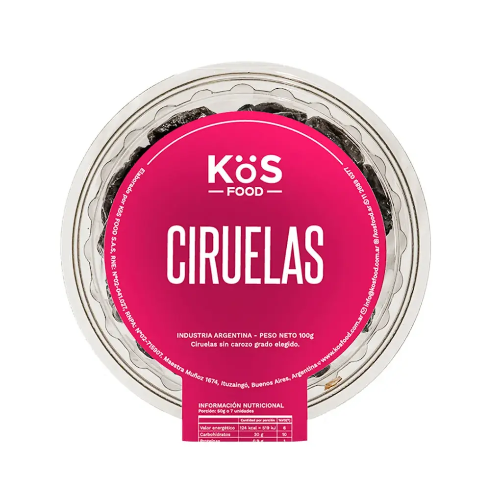 Ciruelas D Agen Sin Carozo Kos Food 100 g