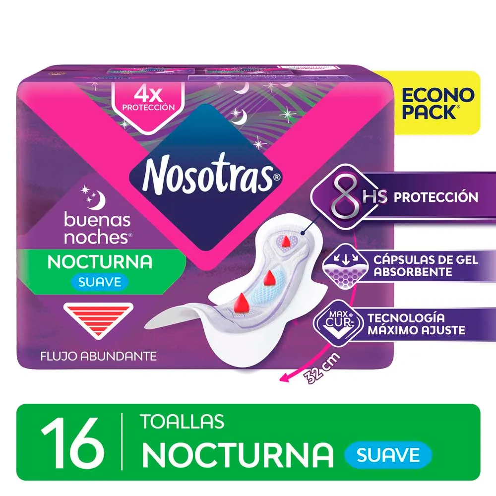 Toalla Nosotras Buenas Noches Max Curv X 16 U