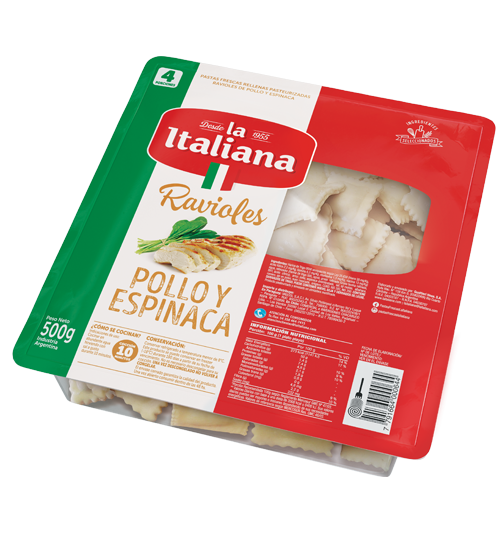 Ravioles Pollo y Espinaca La Italiana 500g 