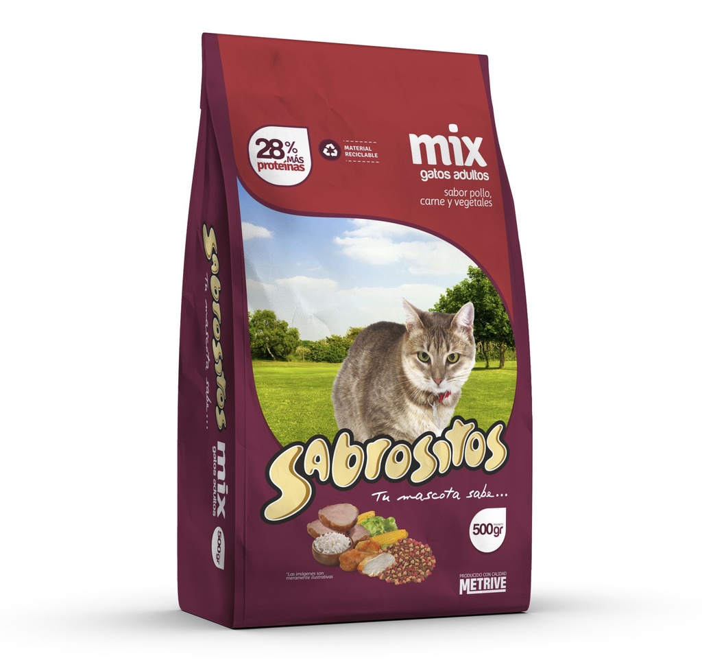 Alimento Gatos Mix Carne y Vegetales Sabrositos 500g