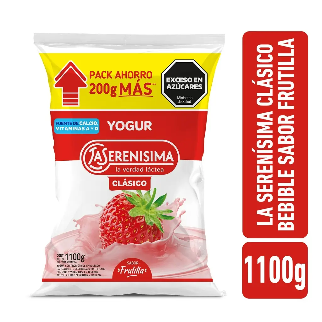 Yogur Bebible Clásico Frutilla La Serenisima 900gr
