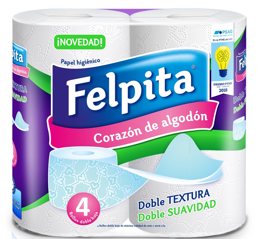 Papel Higiénico Doble Hoja Felpita 4u