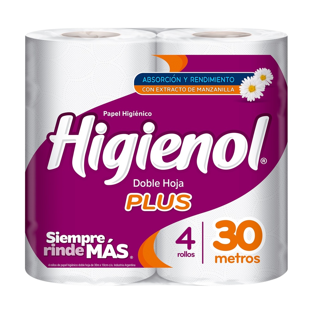 Papel Higienico Plus Manzanilla Higienol 30m