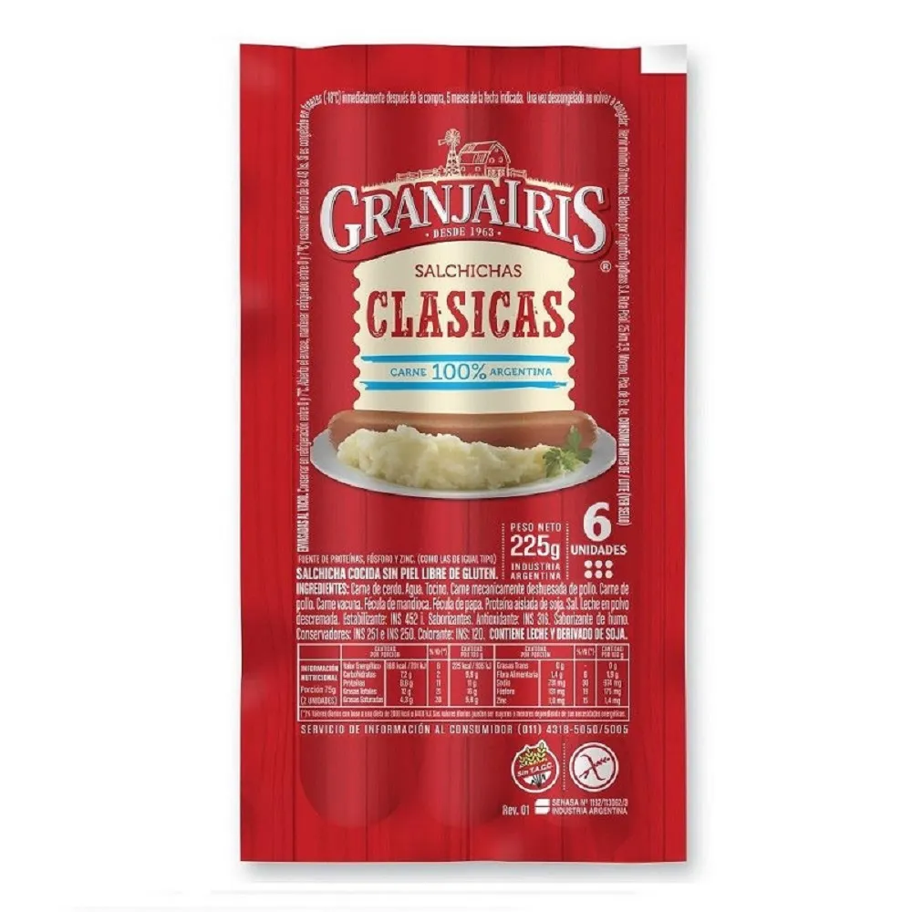 Salchichas Granja Iris x6