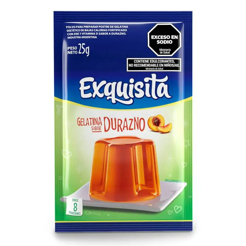 Gelatina Light Durazno Exquisita 25g