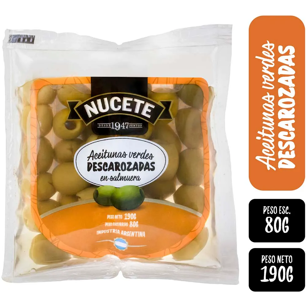 Aceitunas Verdes Descarozadas Nucete 80g