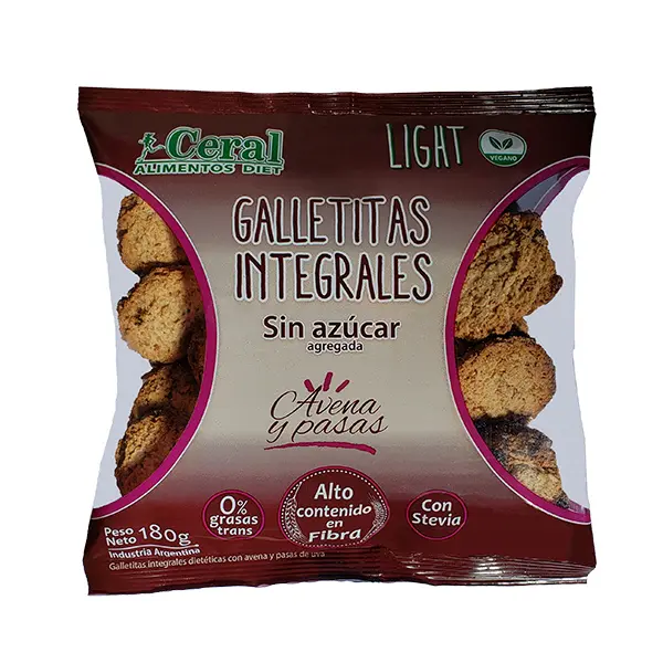 Galletas Integrales Avena y Pasas Ceral 180g