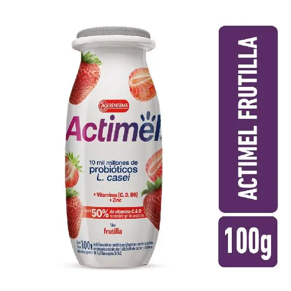 Leche fermentada actimel sabor frutilla 100grs