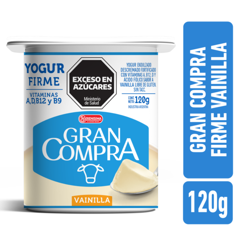 Yogur Firme Entero Vainilla Gran Compra 120g