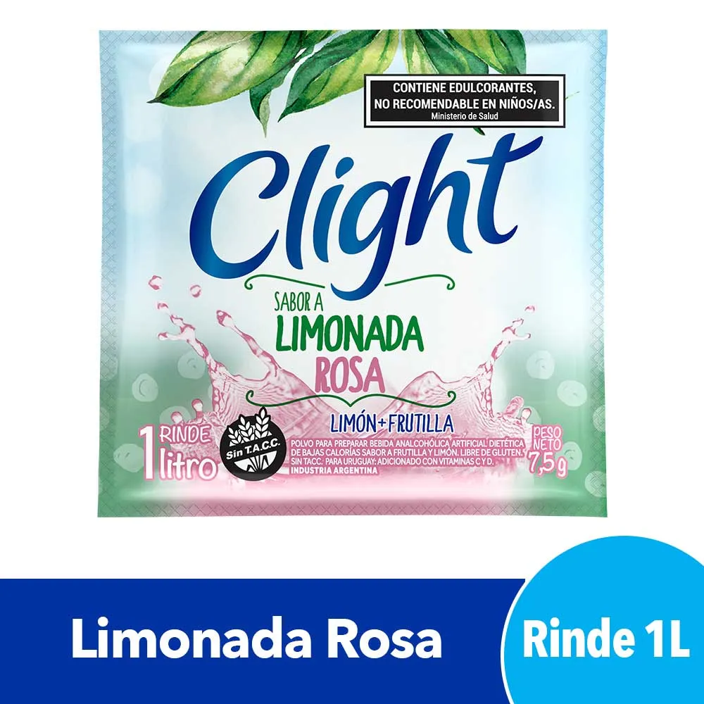 Jugo En Polvo Clight Limonada Rosa 8g