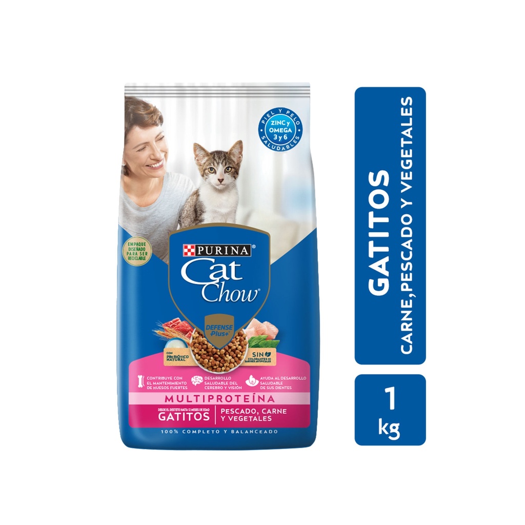 Alimento para Gatito de Pescado, Carne y Vegetales Cat Chow 1Kg