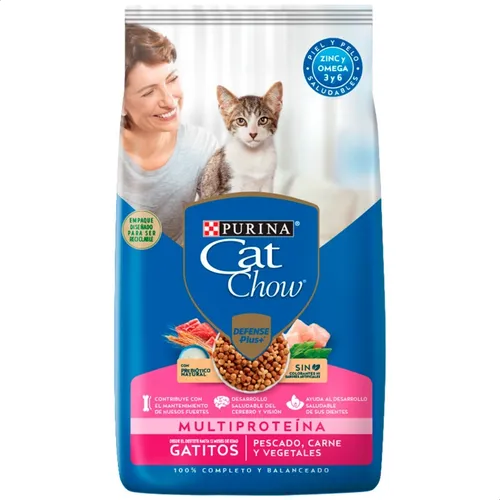 Alimento para Gatito de Pescado, Carne y Vegetales Cat Chow 500gr