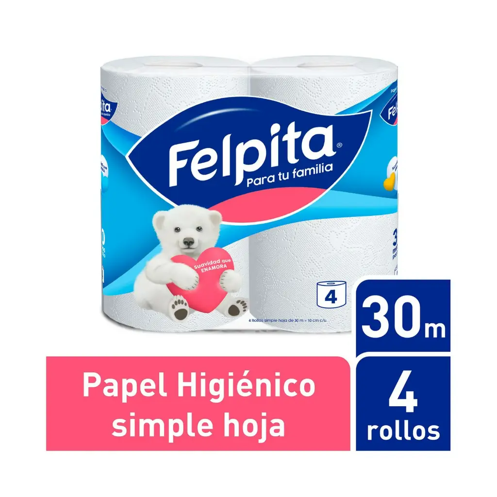 Papel higiénico Felpita hoja simple 4 x 30 m