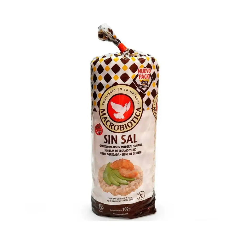Galletitas de arroz sin sal Macrobiotica 102 g.
