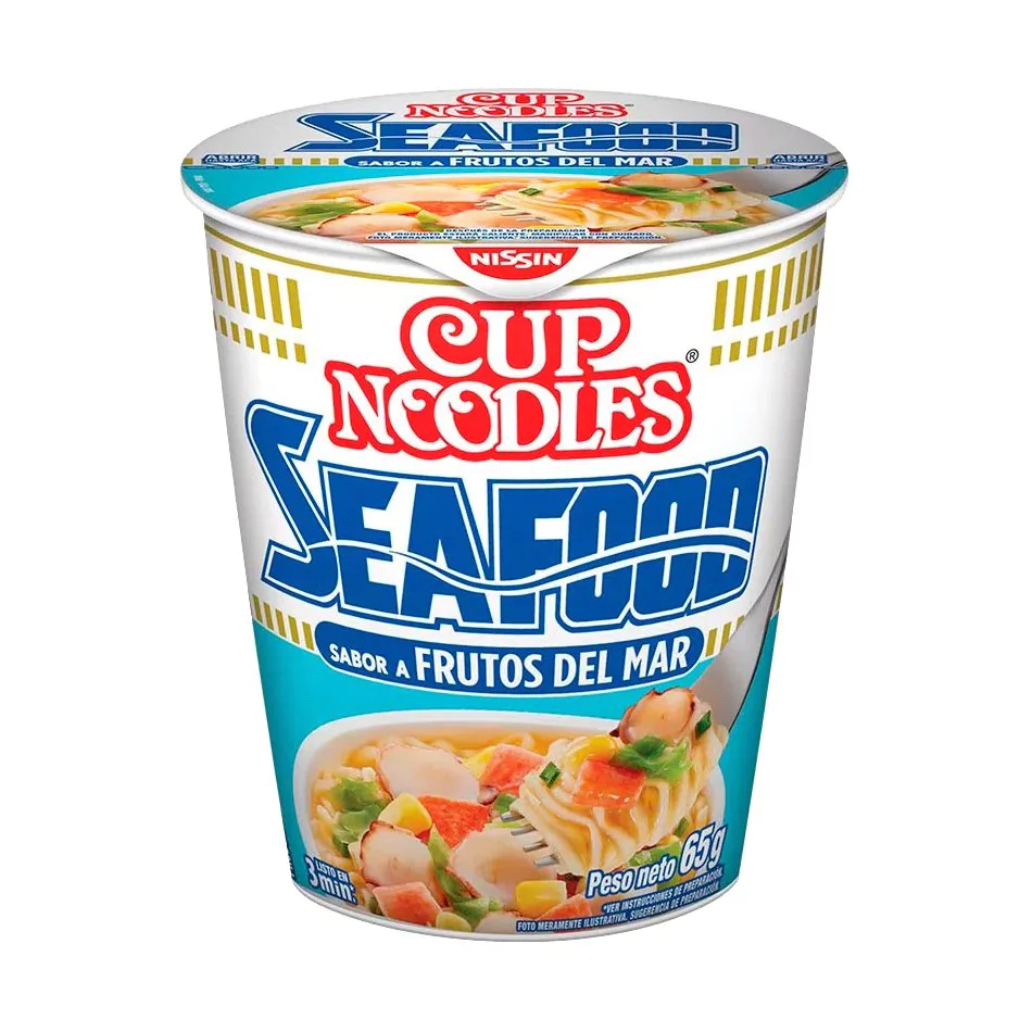 Fideos Cup Noodles Sabor Frutos del Mar Nissin 69 g