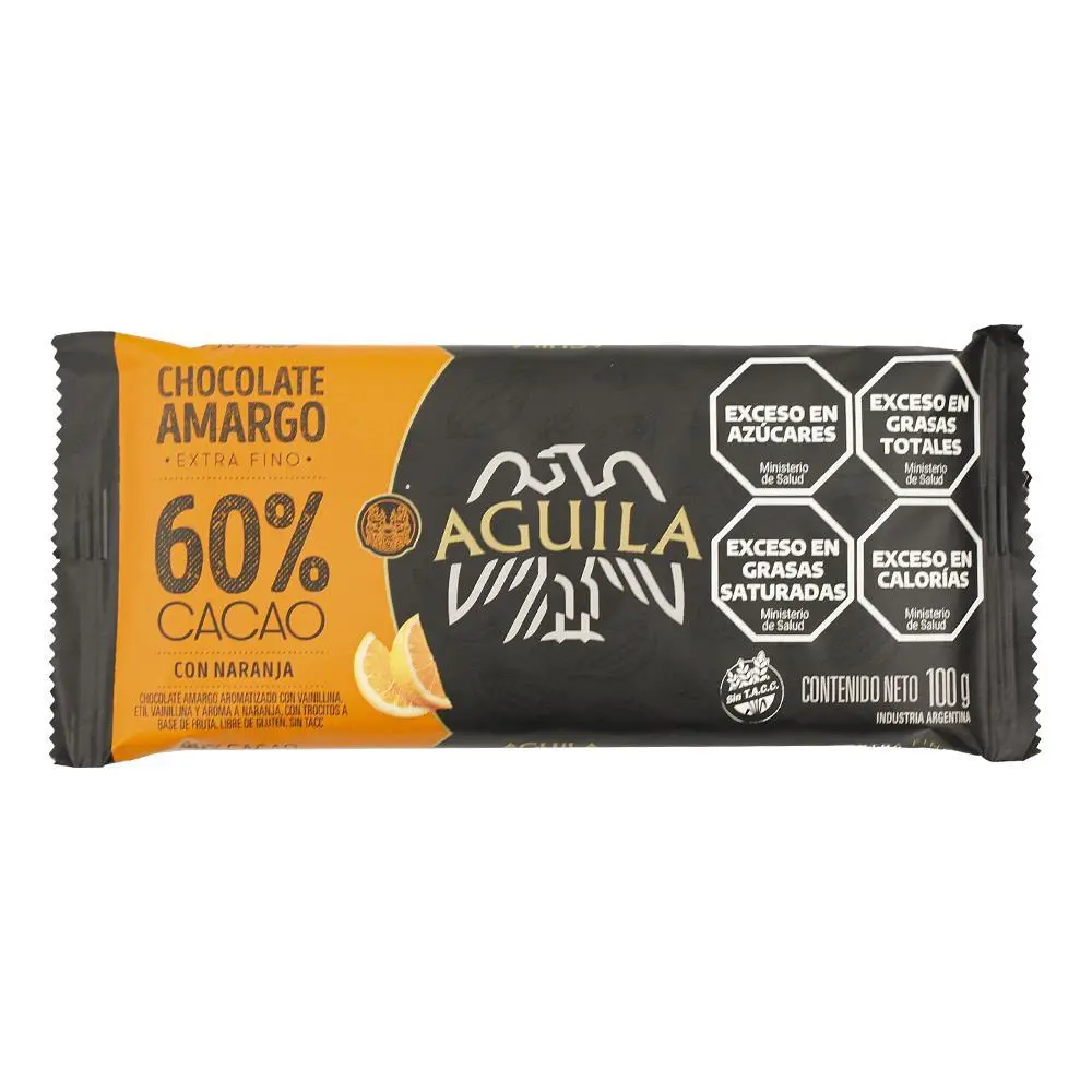 Chocolate Amargo 60% Cacao Con Naranja Aguila 100g