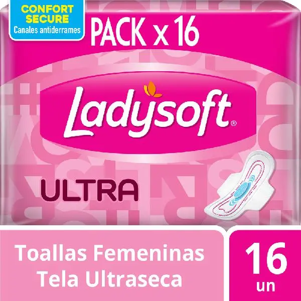 Toallitas femeninas ladysoft ultra protect con alas 16uni