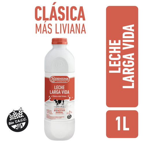 Leche Clásica mas Liviana Fort. Con Vitaminas 2% LS Botella Larga Vida 1 L