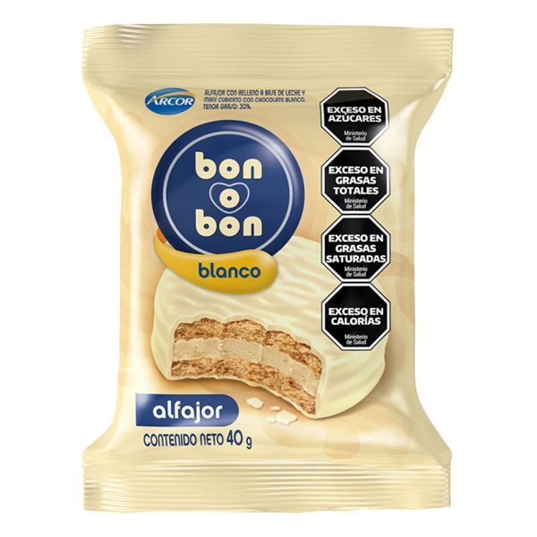 Alfajor Chocolate Blanco Bon o Bon 40 g