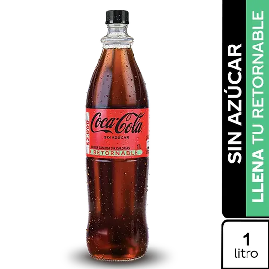 Gaseosa Sin Azucar Coca Cola Vidrio 1000 cc