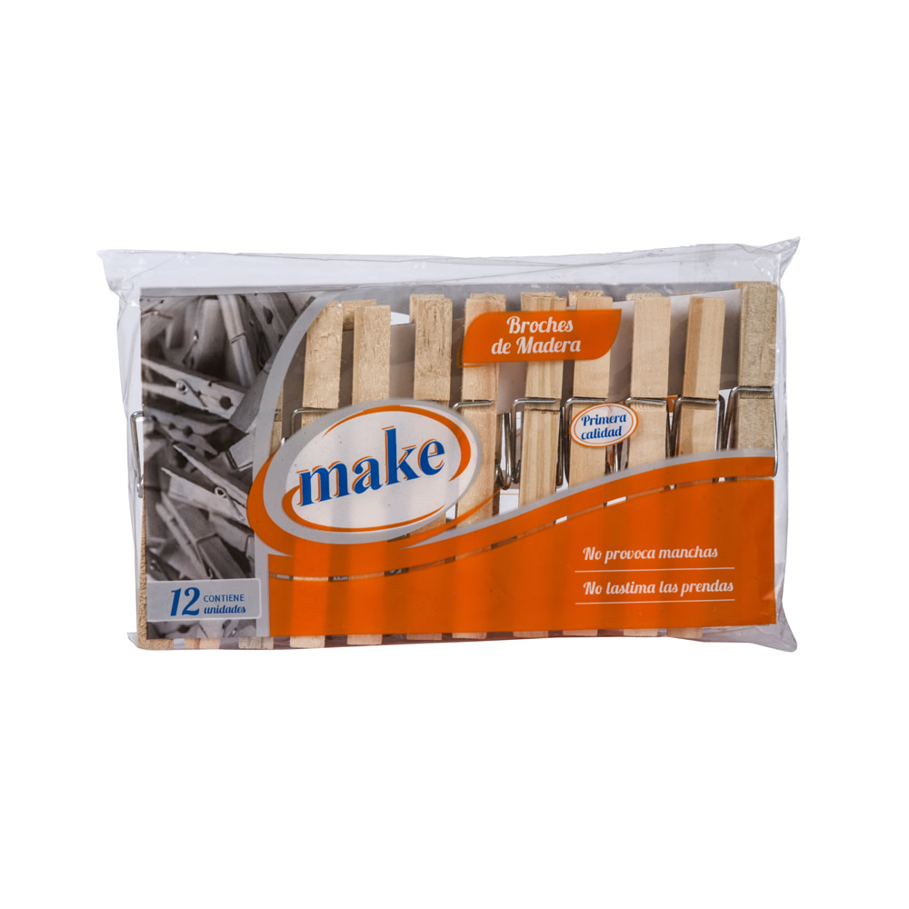 Broches Para Ropa De Madera 12U