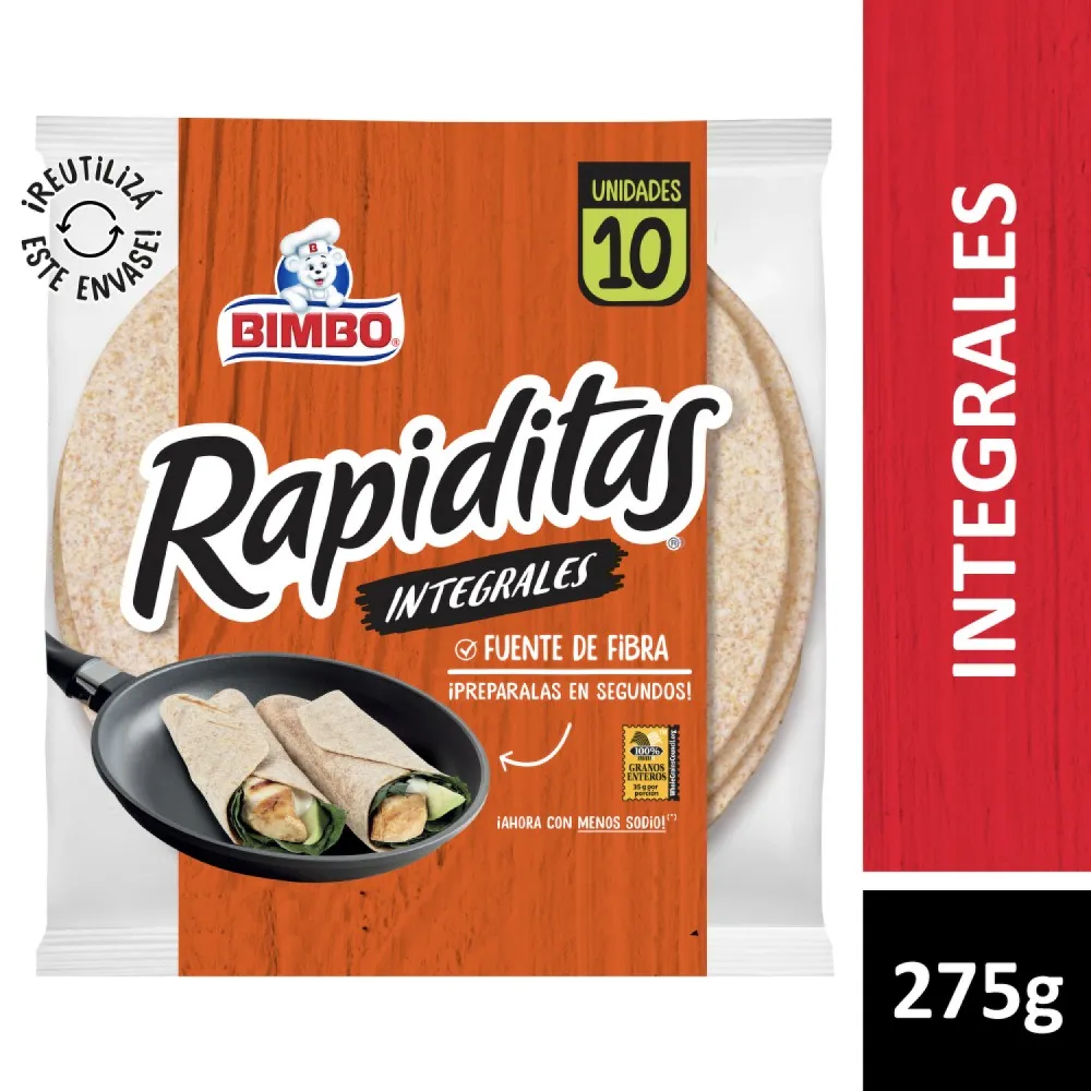 Tortillas Rapiditas Integrales Bimbo 10un