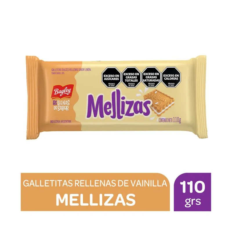 Galletitas Vainilla Rellena Limón Mellizas 110g 