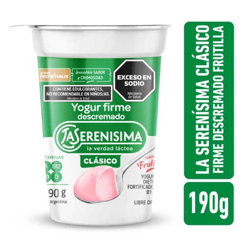 Yogur Clásico Firme Descremado Frutilla La Serenísima 190g