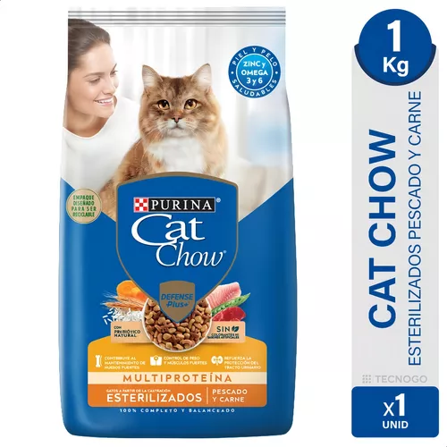 Alimento Gatos Cat Chow Esterilizados Pescado Carne 1 Kg