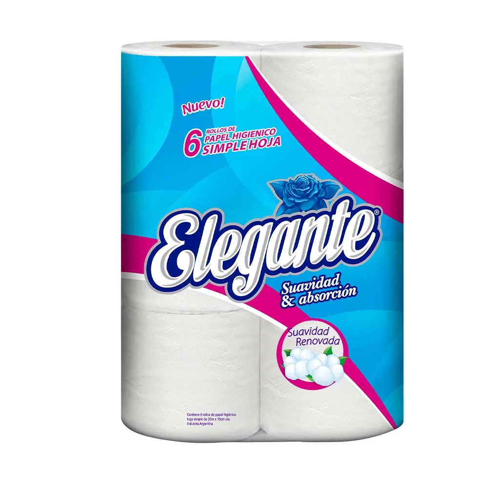 Papel Higiénico Premium Elegante 30M x 6u