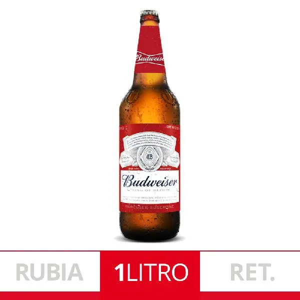 Cerveza rubia budweiser retornable 1000cm3