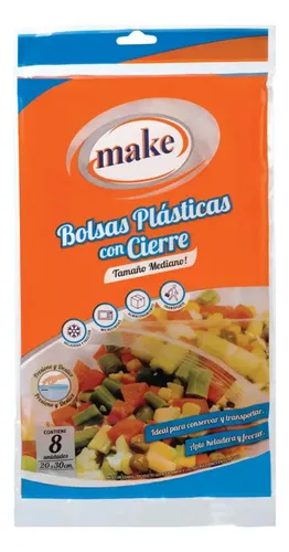 Bolsas Plásticas Herméticas Con Cierre 20x30 Cm X8 Un Make