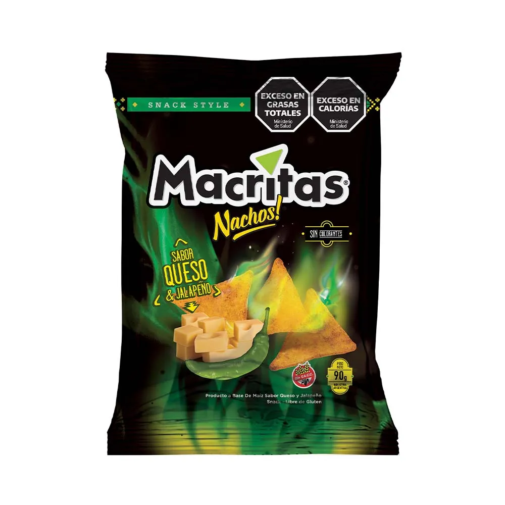 Nachos Queso Y Jalapeño Macritas 90 Gr