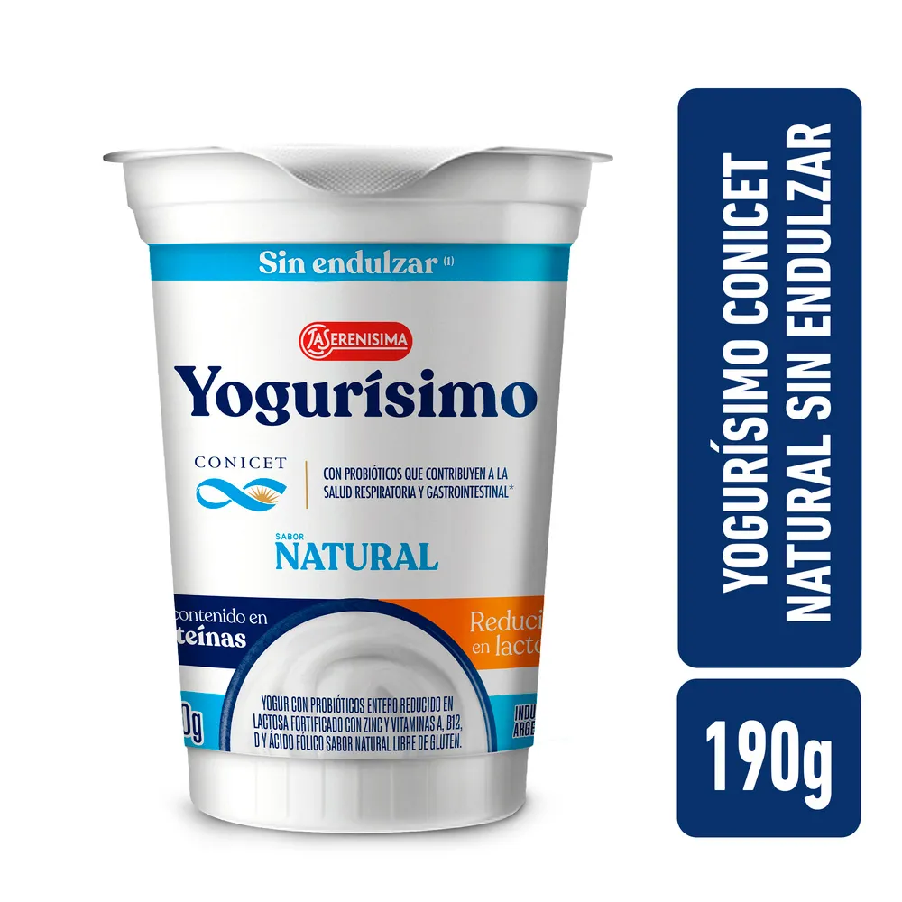 Yogur Natural Sin Endulzar Conicet Yogurisimo 190g