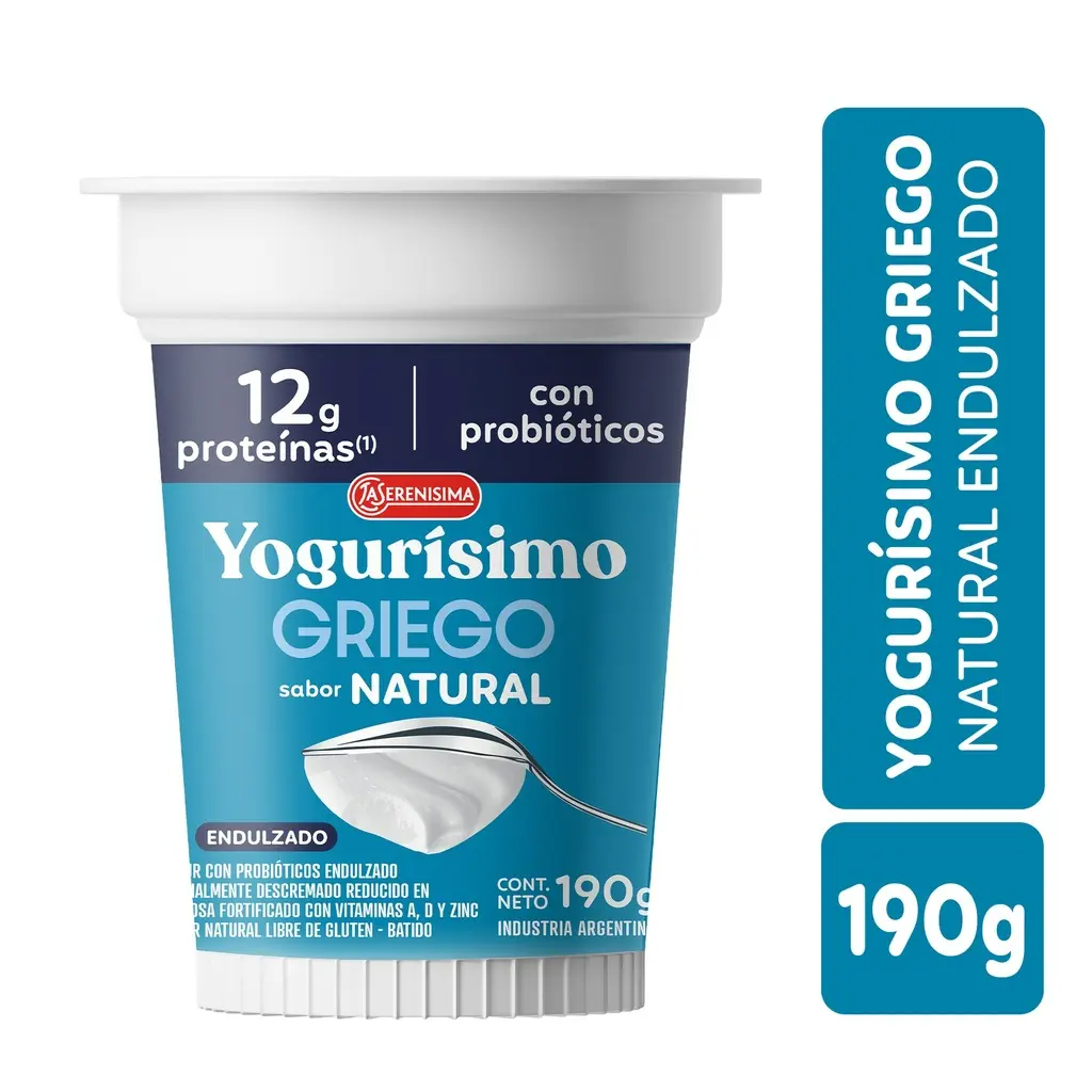 Yogurísimo Griego Natural Endulzado 190gr 