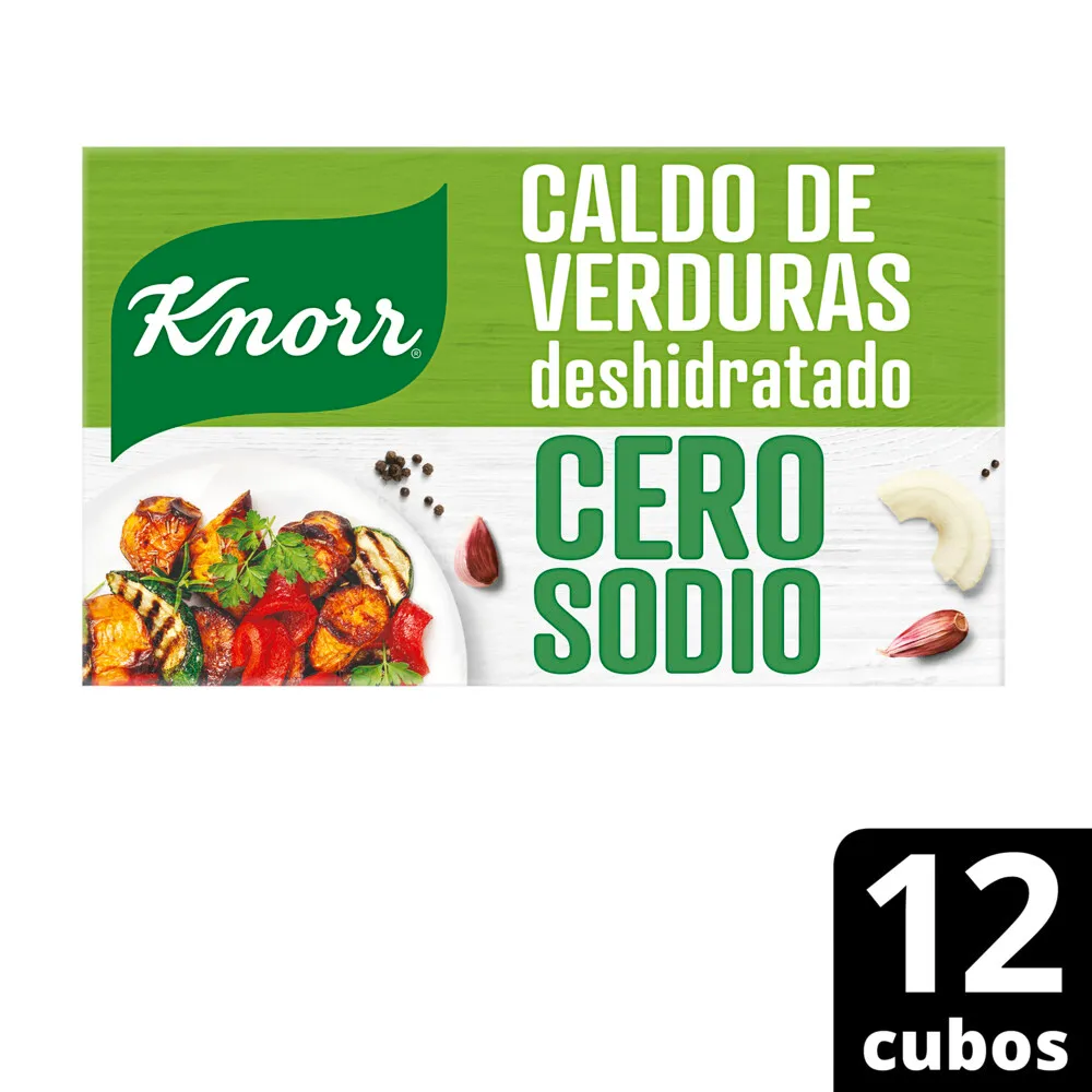 Caldo Knorr De Verdura Cero Sodio 12 Cubos 
