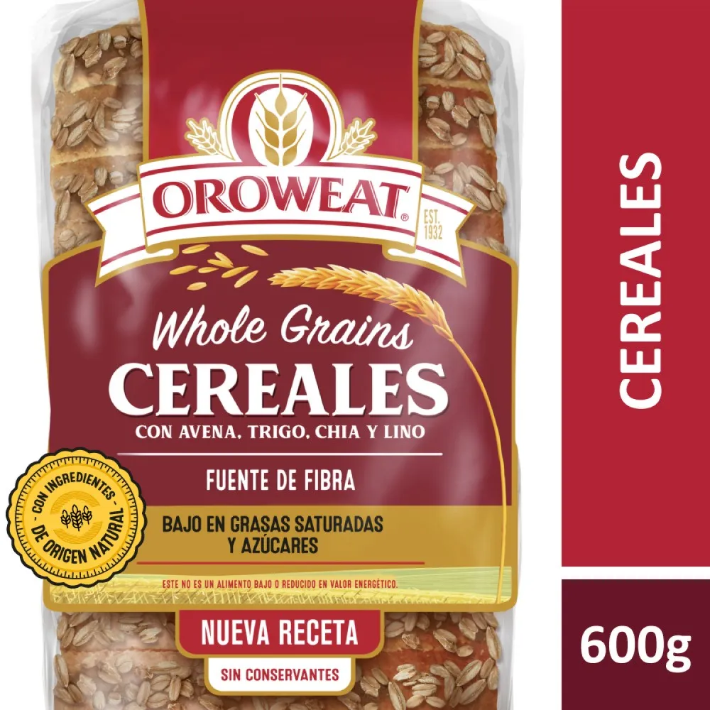 Pan de molde oroweat con cereales 600grs