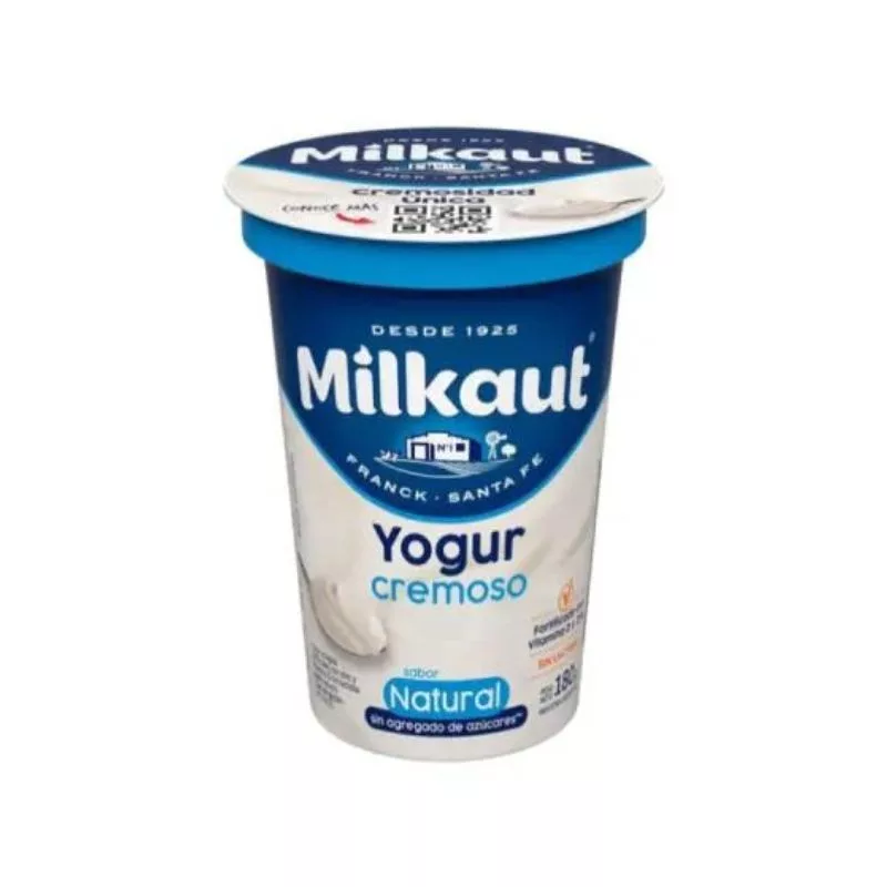 Yogur Milkaut Cremoso Natural S/azucar x 180 gr