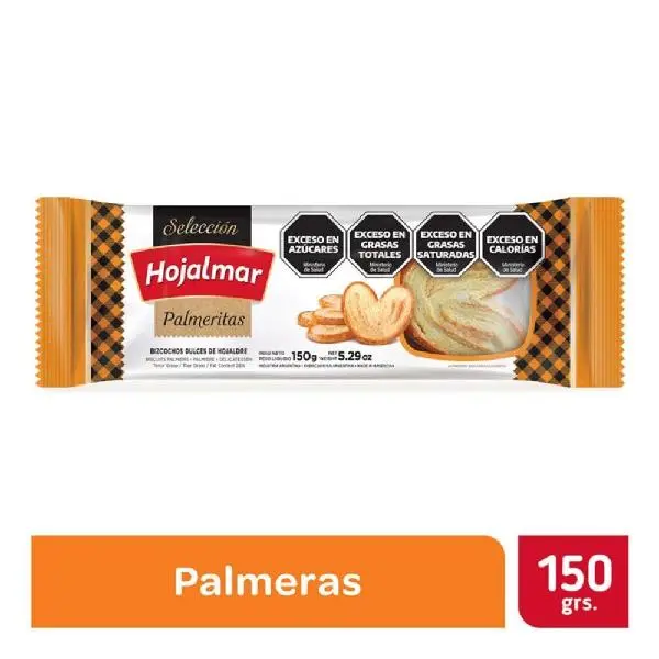 Galletitas dulces hojalmar hojaldre palmeritas 150grs