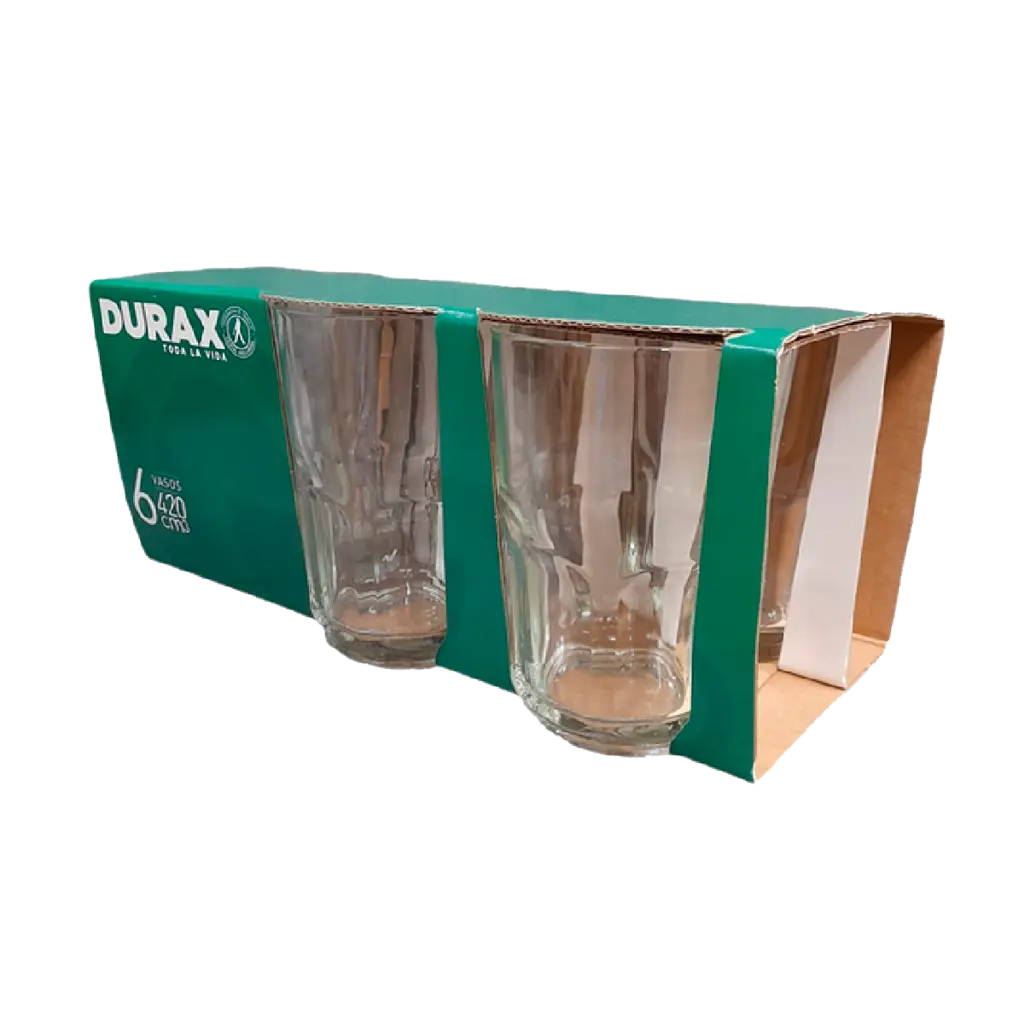 Pack X6 Vaso Génesis 410 ml Vidrio Durax