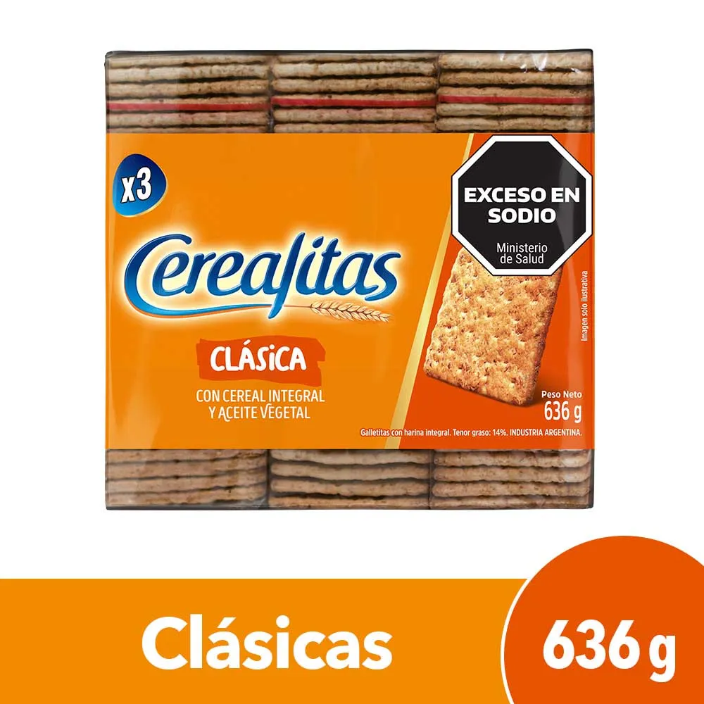 Galletitas Cracker Cereal Clásicas Cerealitas 3U 636g