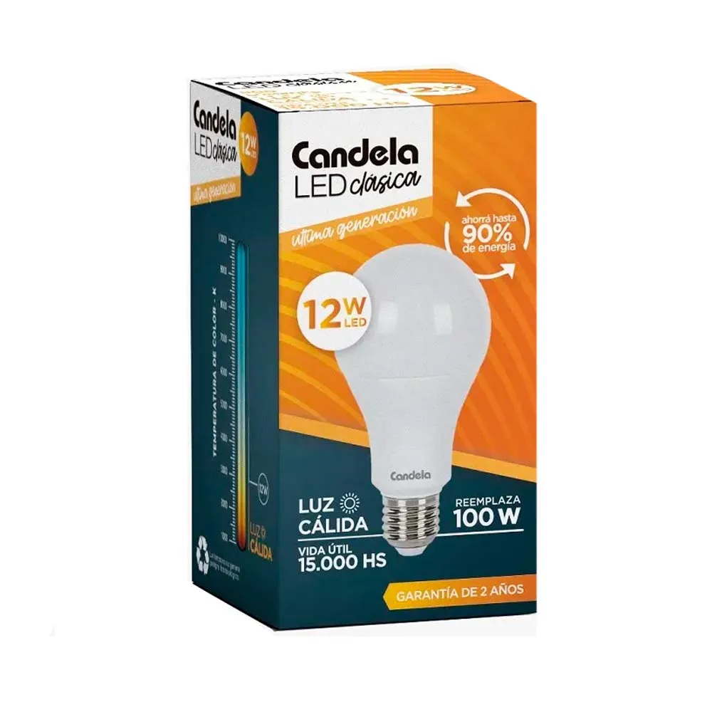 Luz Led Cálida Bulbo 12 W Candela