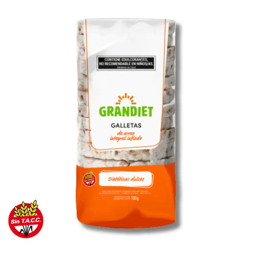Galletas de Arroz Integral Inflado Dulces Grandiet 100g