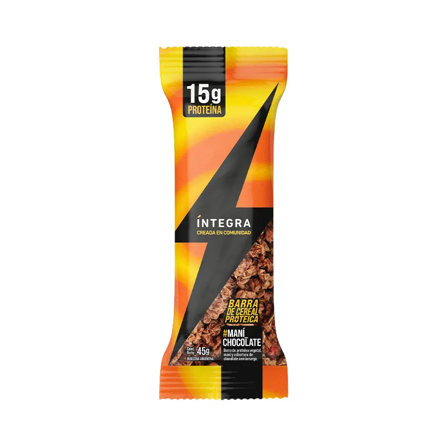 Barrita de Cereal Proteica Chocolate y Pasta de Maní 45g