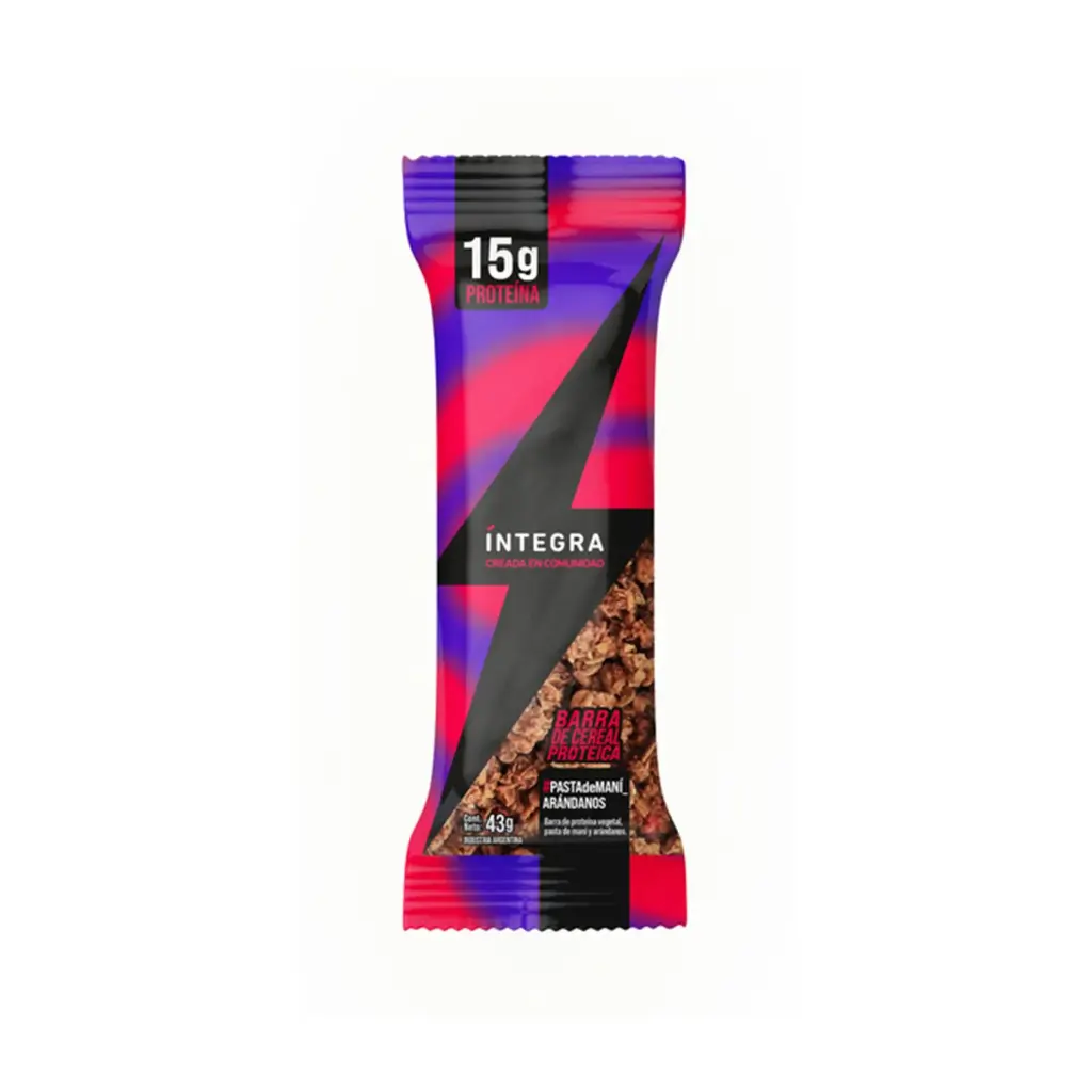 Barra Proteica Pasta de Mani Arandanos Integra 43 g