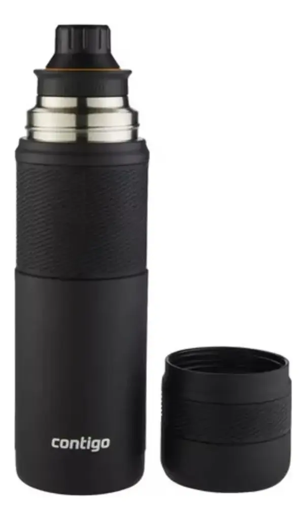 Termo Contigo 35hs Agua Caliente 0.739ml Color Negro De Acero Inoxidable