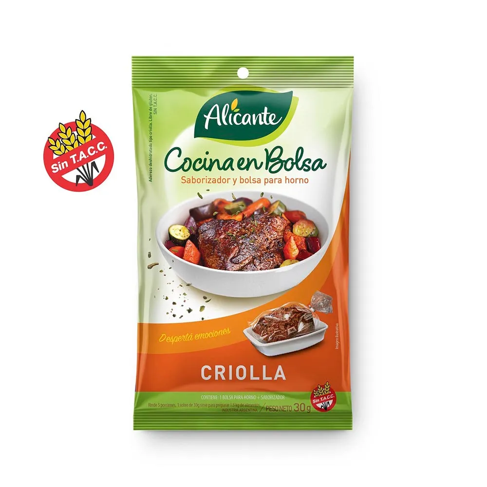 Saborizador y Bolsa para Horno Criolla Alicante 21 g
