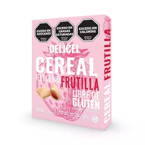 Cereal relleno de frutilla- 240 gr - Delicel